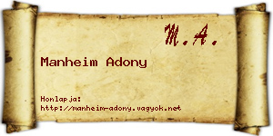 Manheim Adony névjegykártya